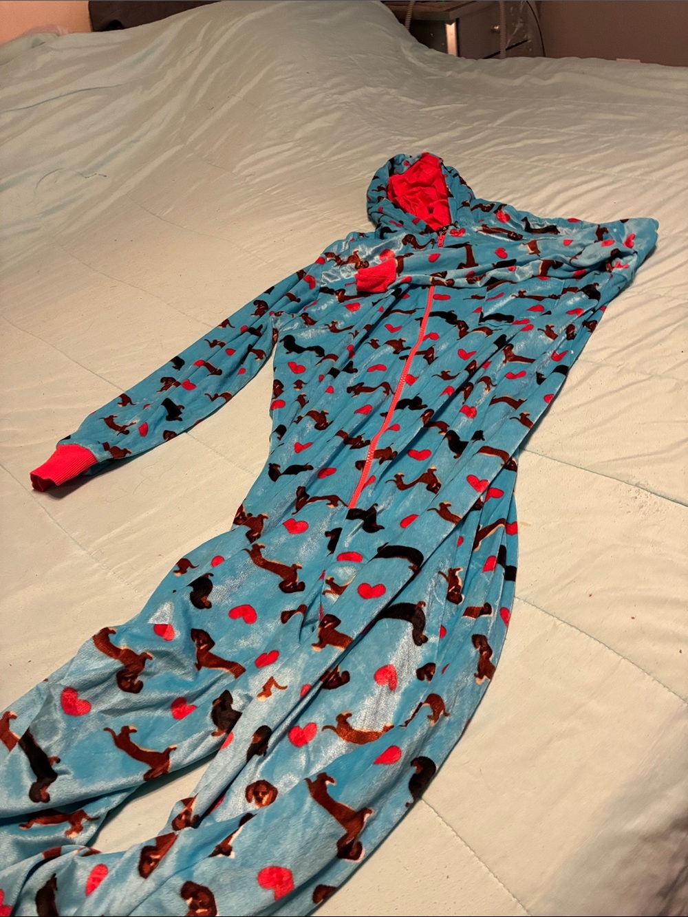 Cozy Blue Puppy Print Pajamas Onesie with Hood (xl adult)